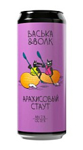 Напиток пивной Васька&Волчок, Арахисовый стаут фильтрованный пастеризованный 7% 0,45л