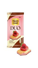 Шоколад Alpen Gold Duo белый и молочный клубника-малина 130г